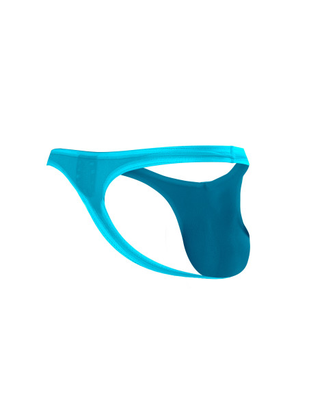 SP4NDEX GLOW by C4M - Mesh Turquoise Thong Bulge PLUS (Front pouch +20% more room)