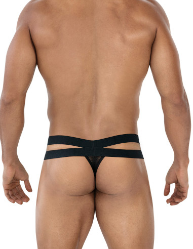 Thong Black Mesh Crossed (Negro)
