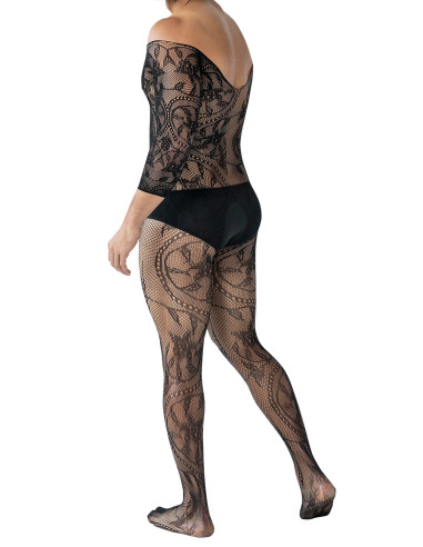 Bodynet Black Lacey Crotchless Fishnet (Negro)