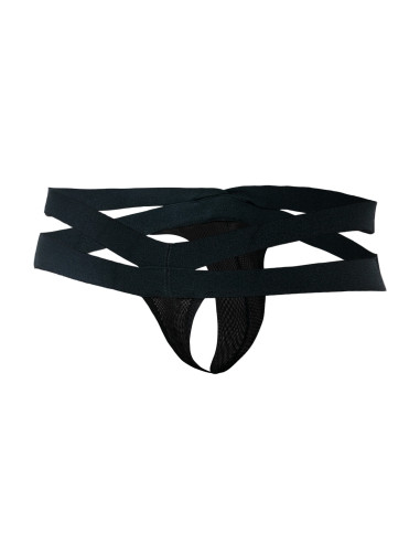 R4VAGE by C4M Thong Black Mesh Crossed (Negro)