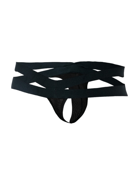 R4VAGE by C4M Thong Black Mesh Crossed (Negro)