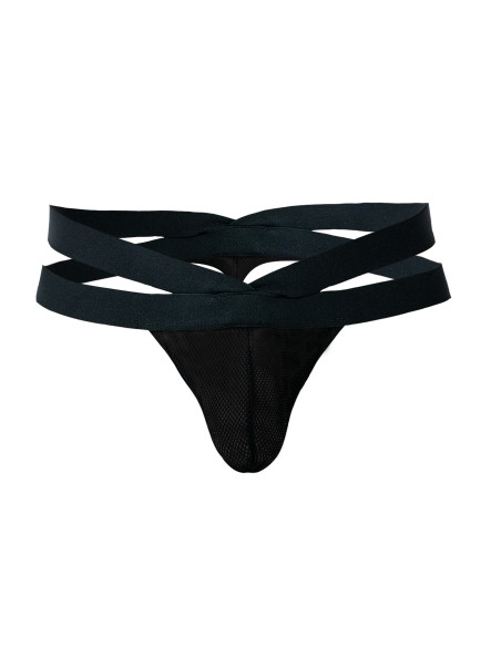 R4VAGE by C4M Thong Black Mesh Crossed (Negro)