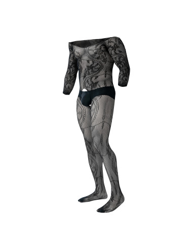 R4VAGE by C4M Bodynet Black Lacey Crotchless Fishnet (Negro)