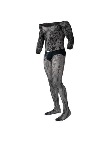 R4VAGE by C4M Bodynet Black Lacey Crotchless Fishnet (Negro)