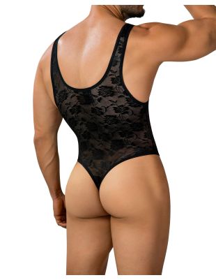R4VAGE by C4M Lace Sculpt Thong Bodysuit – Body String Homme Dentelle Transparente Coupe Sculptante – Noir 2